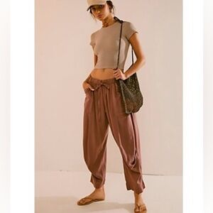 FREE PEOPLE Take Me With You, Antique Oak Linen Pants
